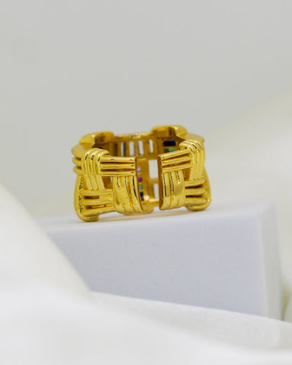 Prismatic Charm Adjustable Ring – 18K Gold Plated
