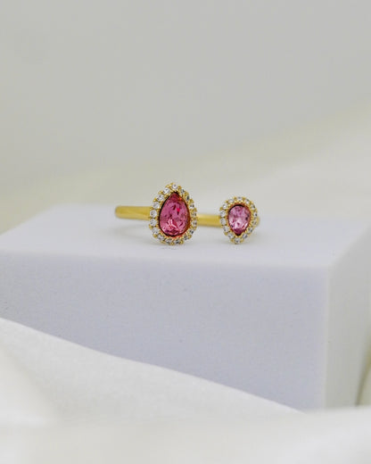 Aurora Teardrop Duo Adjustable Ring – 18K Gold Plated