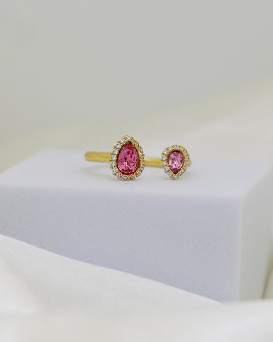 Aurora Teardrop Duo Adjustable Ring – 18K Gold Plated