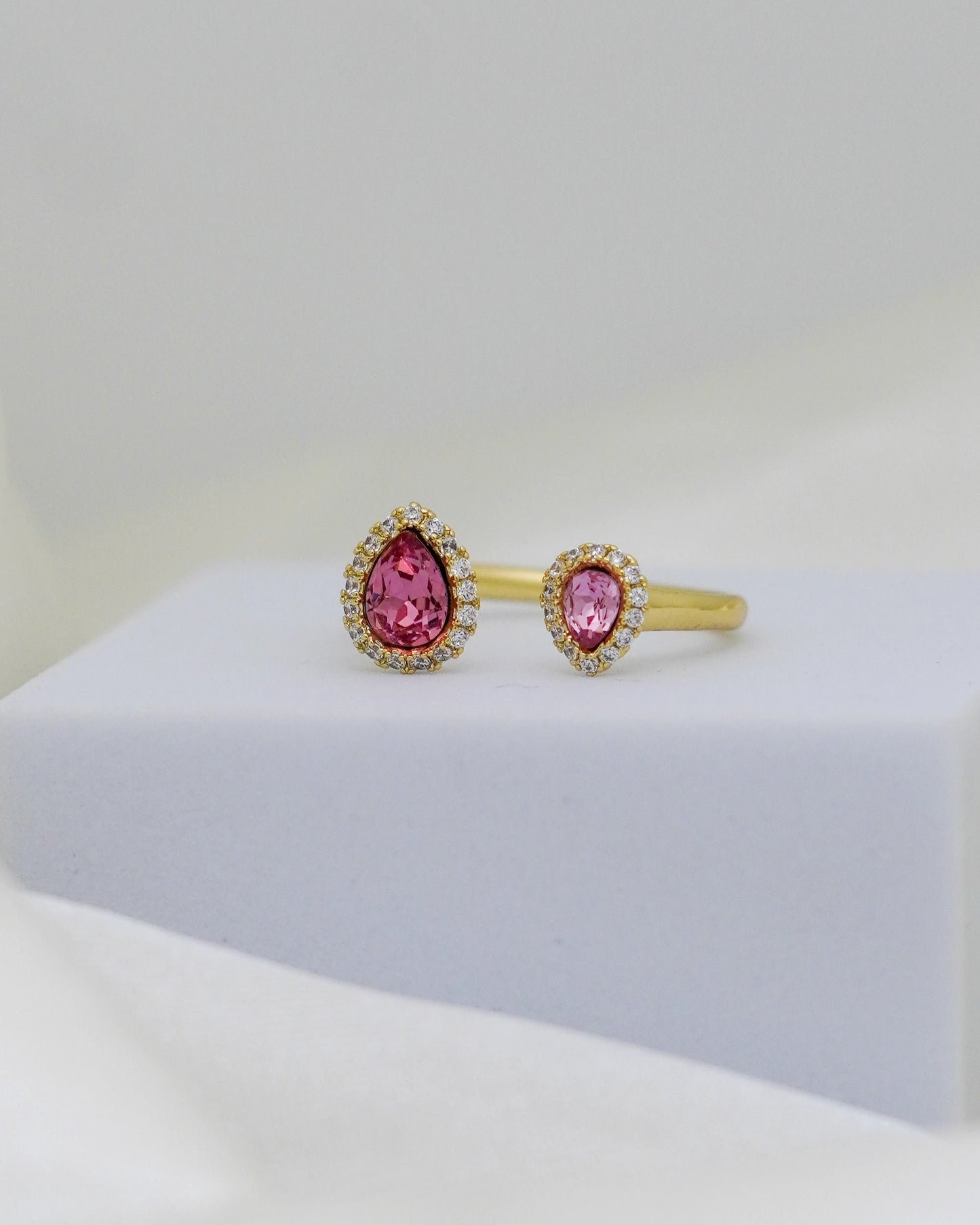 Aurora Teardrop Duo Adjustable Ring – 18K Gold Plated