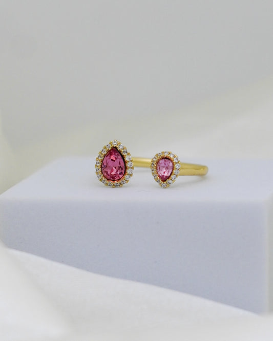 Aurora Teardrop Duo Adjustable Ring – 18K Gold Plated