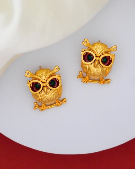 Golden Owl Eyes Earrings – 18K Gold Plated