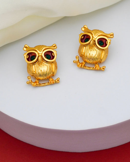 Golden Owl Eyes Earrings – 18K Gold Plated
