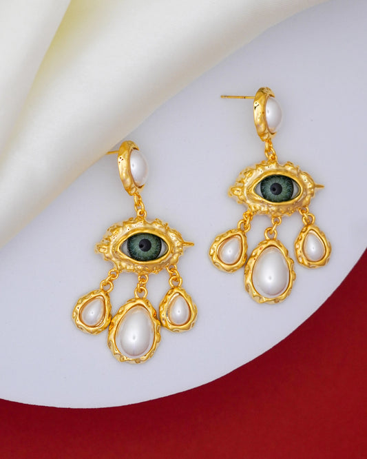 Celestial Vision Drop Earrings – 18K Gold Plated