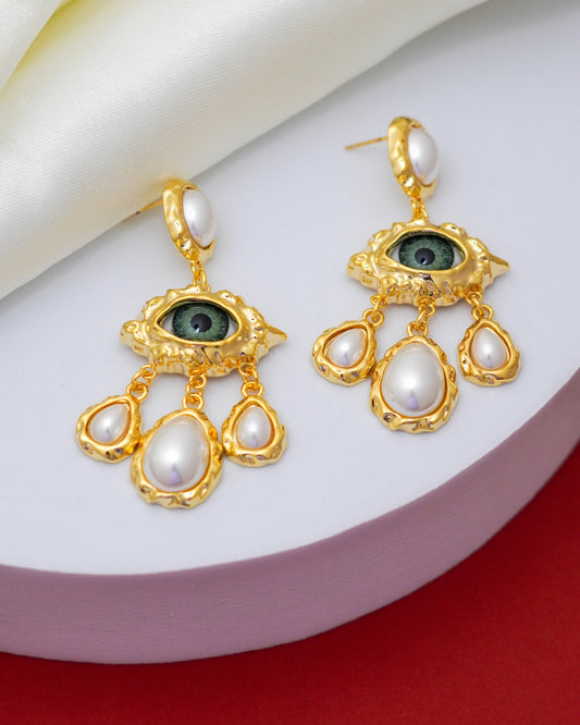 Celestial Vision Drop Earrings – 18K Gold Plated