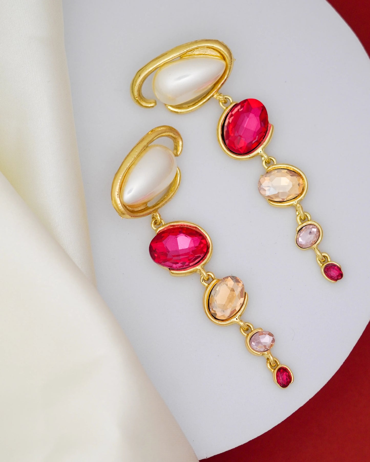 Scarlet Cascade Earrings – 18K Gold Plated