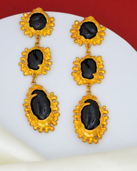 Midnight Royal Drop Earrings – 18K Gold Plated