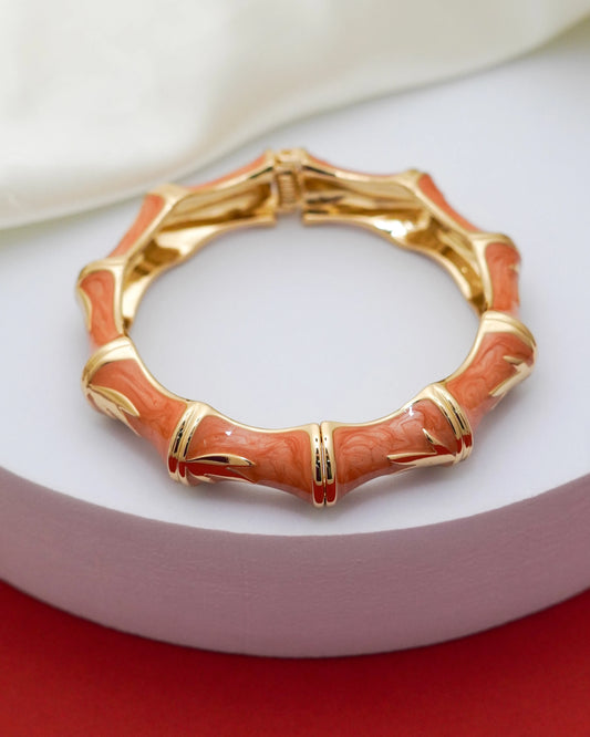 Coral Bamboo Bracelet – 18K Gold Plated