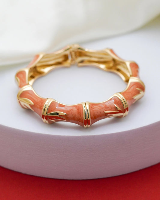 Coral Bamboo Bracelet – 18K Gold Plated