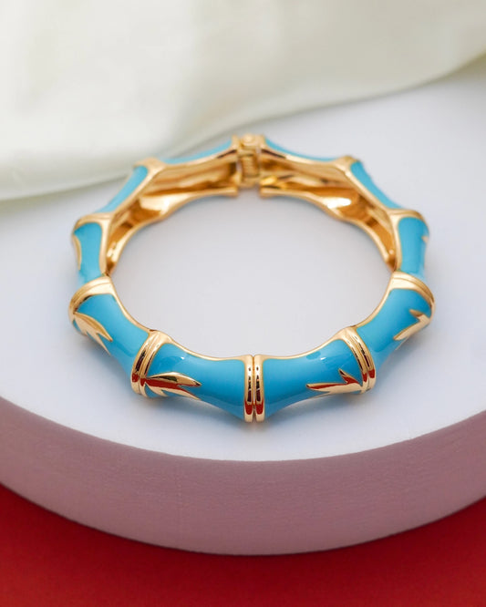 Turquoise Bamboo Bracelet – 18K Gold Plated