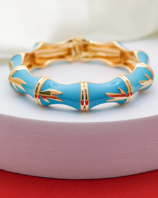 Turquoise Bamboo Bracelet – 18K Gold Plated