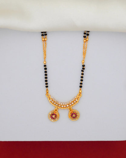 Ruby Radiance Mangalsutra – 18K Gold Plated