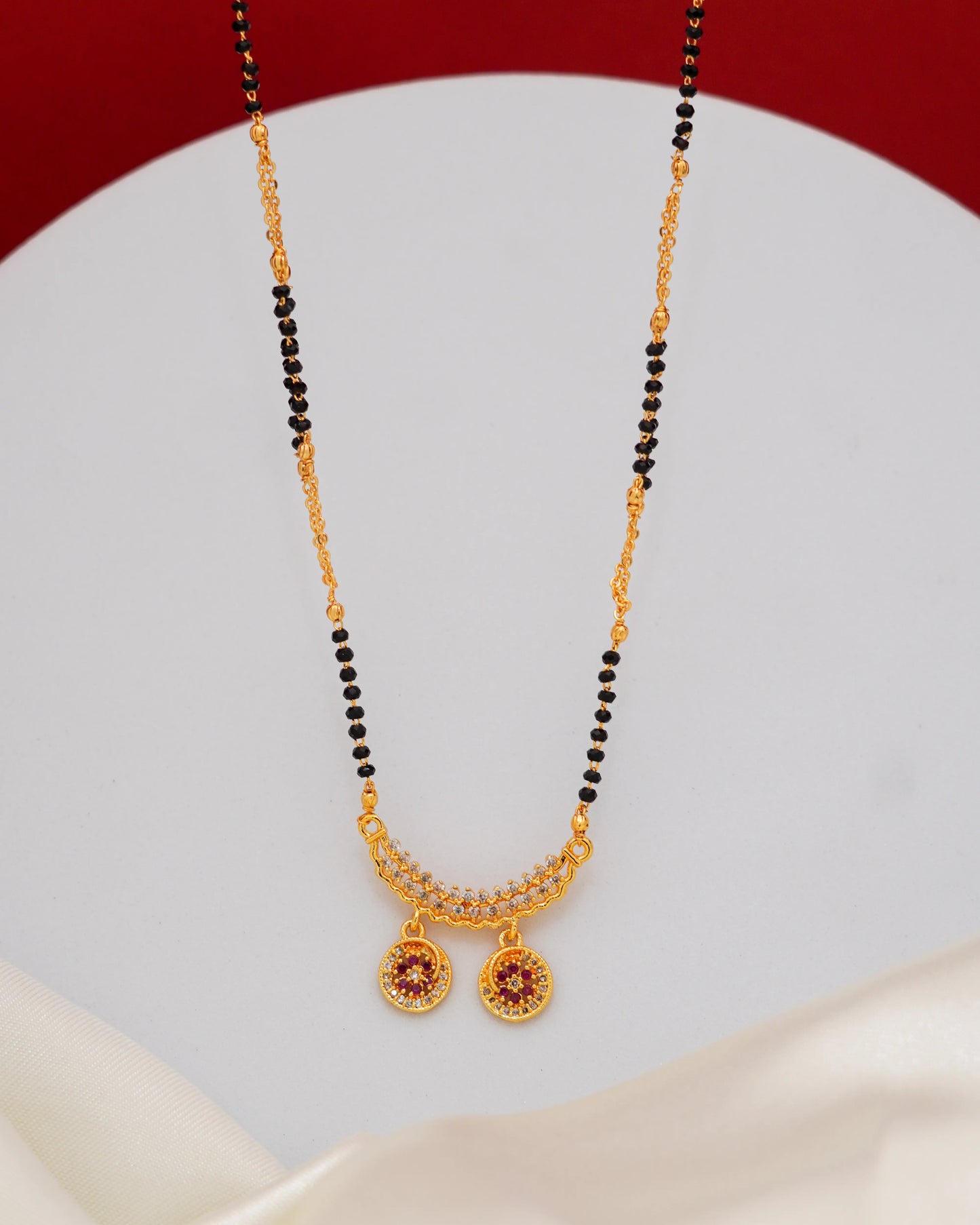 Ruby Radiance Mangalsutra – 18K Gold Plated