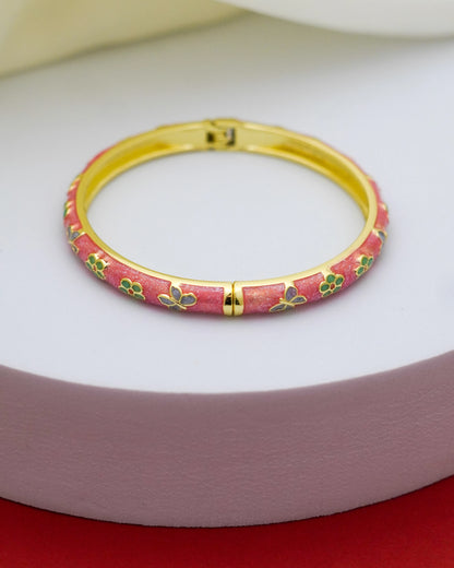 Flora Enamel Bangle – 18K Gold Plated