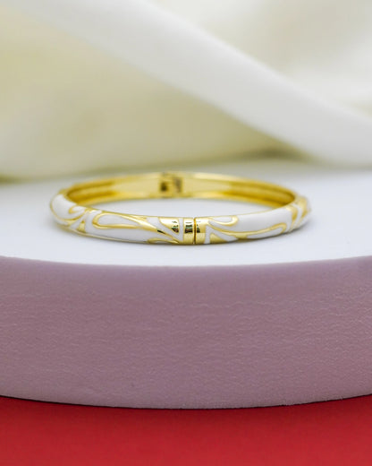 Ivory Enamel Bangle – 18K Gold Plated