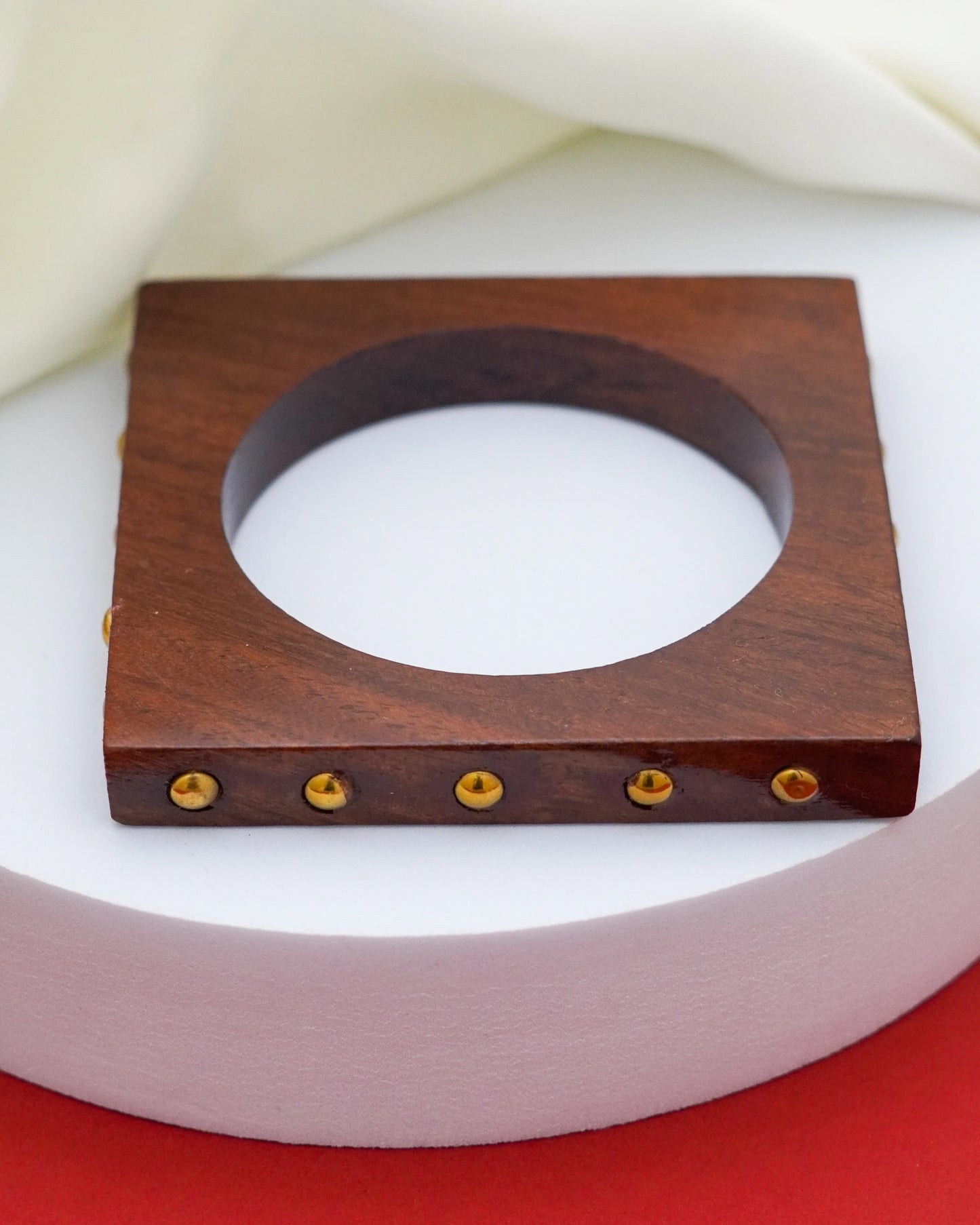 Zuri Studded Wood Bracelet – 18K Gold Accents