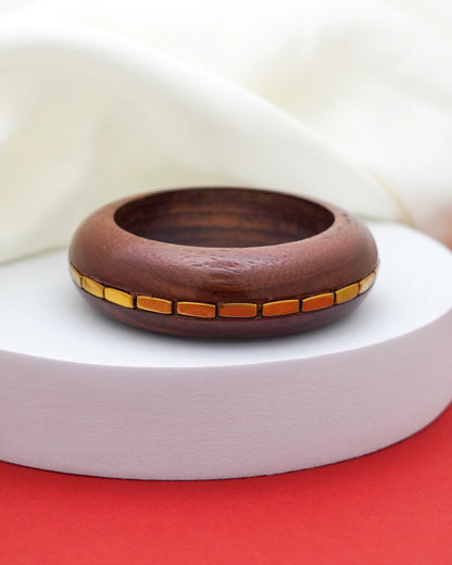 Amara Wood Bracelet – 18K Gold Accents
