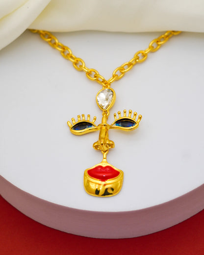 Muse Face Pendant Necklace – 18K Gold Plated