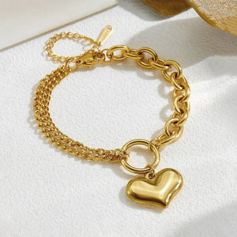 Heart Charm Bracelet – 18K Gold Plated
