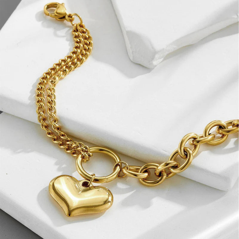 Heart Charm Bracelet – 18K Gold Plated