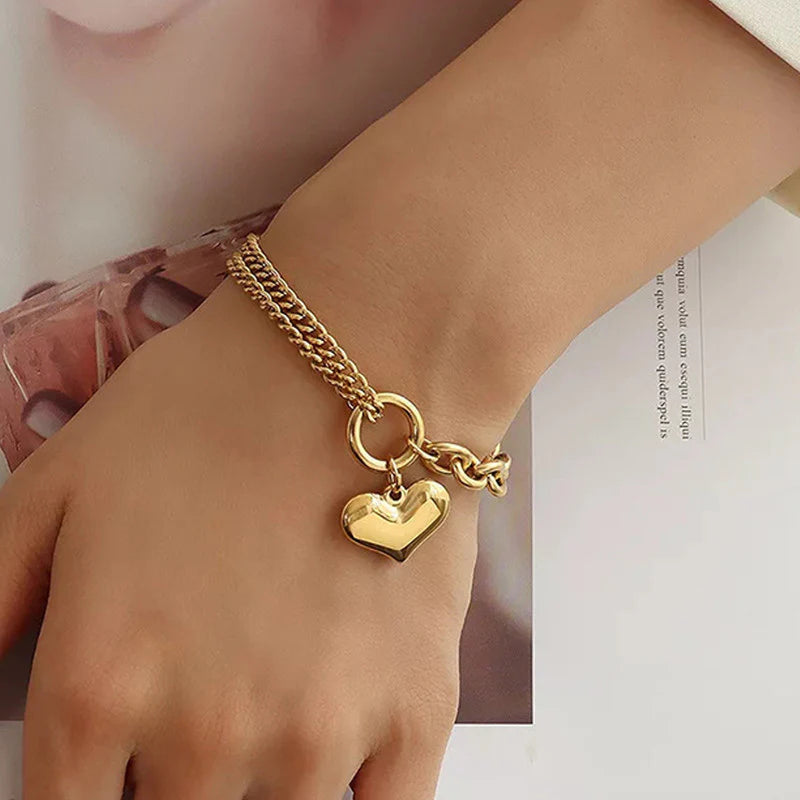 Heart Charm Bracelet – 18K Gold Plated