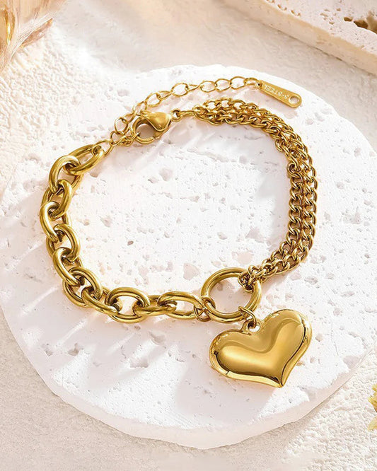 Heart Charm Bracelet – 18K Gold Plated