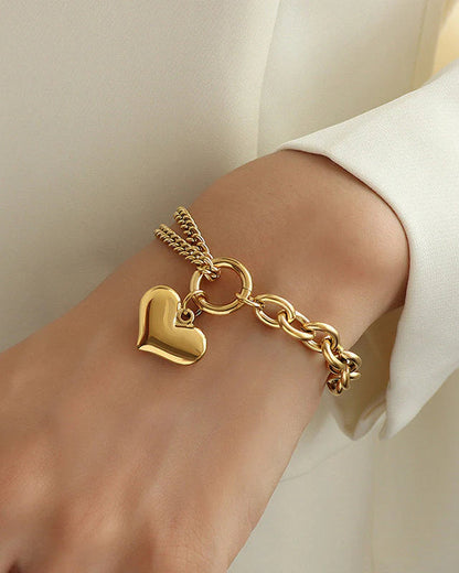 Heart Charm Bracelet – 18K Gold Plated