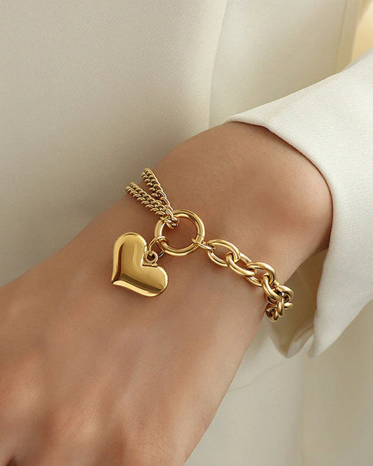 Heart Charm Bracelet – 18K Gold Plated