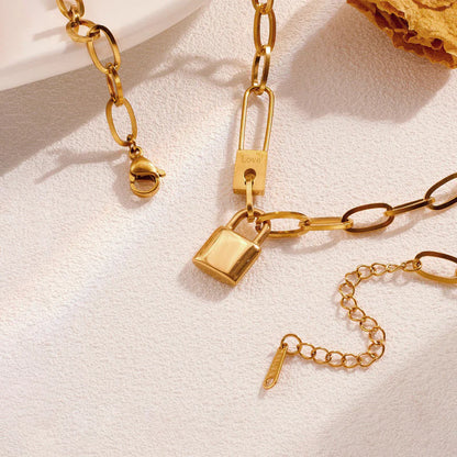 Padlock Chain Necklace – 18K Gold Plated
