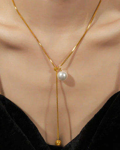 Classic Pearl Necklace – 18K Gold Plated