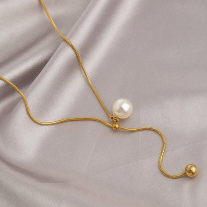 Classic Pearl Necklace – 18K Gold Plated