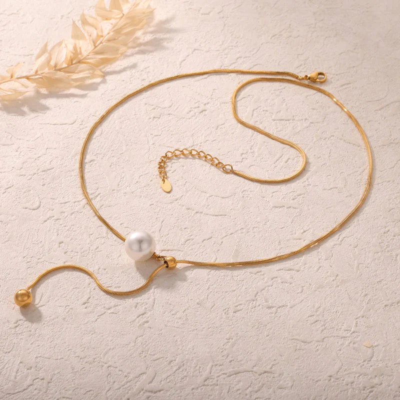 Classic Pearl Necklace – 18K Gold Plated