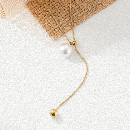 Classic Pearl Necklace – 18K Gold Plated