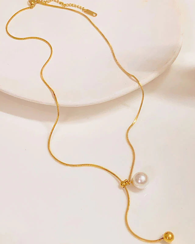 Classic Pearl Necklace – 18K Gold Plated