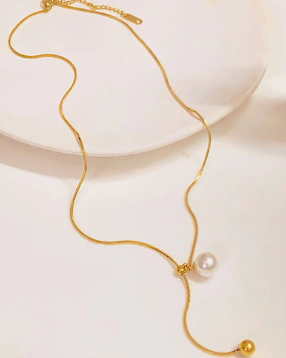 Classic Pearl Necklace – 18K Gold Plated
