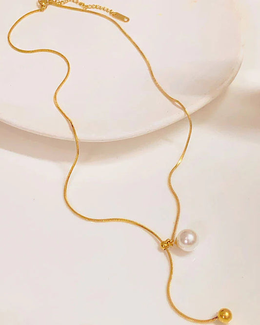 Classic Pearl Necklace – 18K Gold Plated