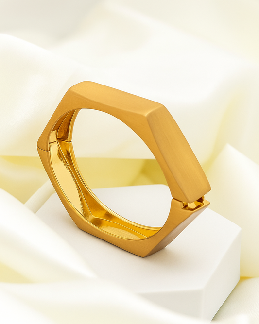 Bold Hex Cuff – 18K Gold Plated