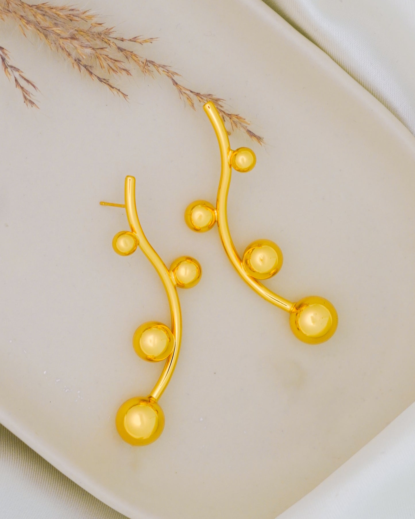 Bubble Drop Statement Earrings - 18K Gold Plated