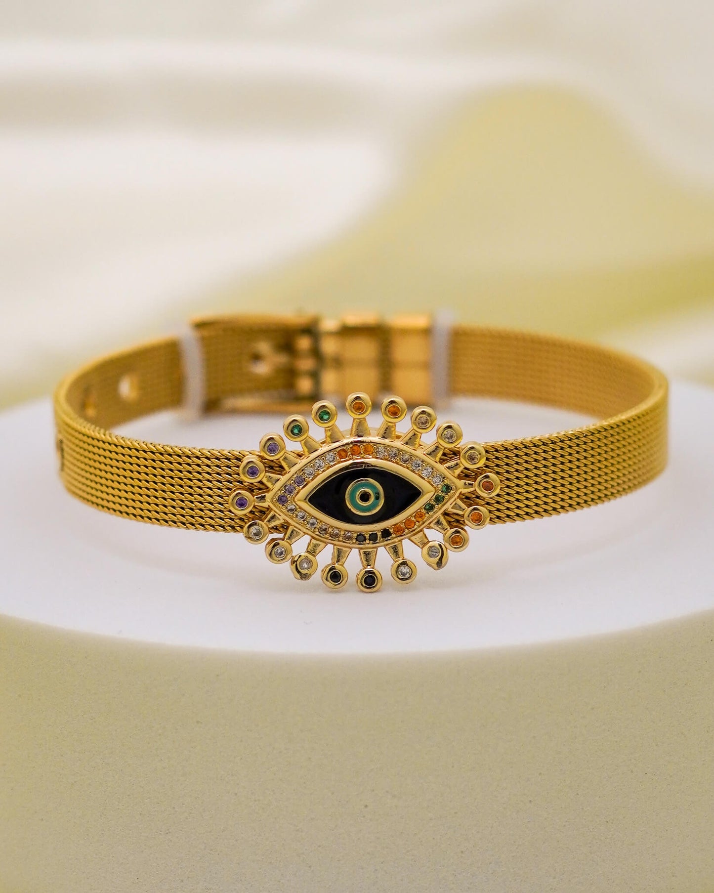 Radiant Eye Belt Bracelet – 18K Gold Plated