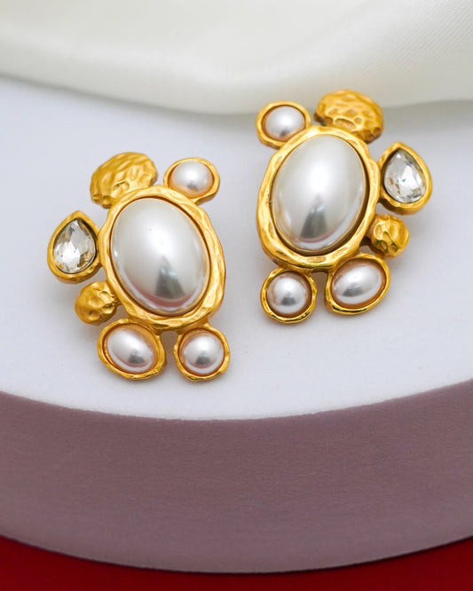 Ayesha Pearl Earrings – 18K Gold Plated