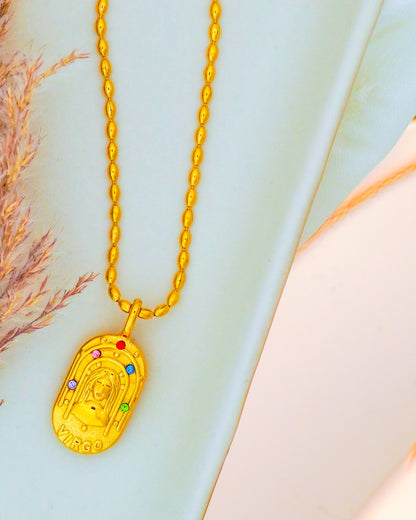 Virgo Zodiac Pendant Necklace - 18K Gold Plated