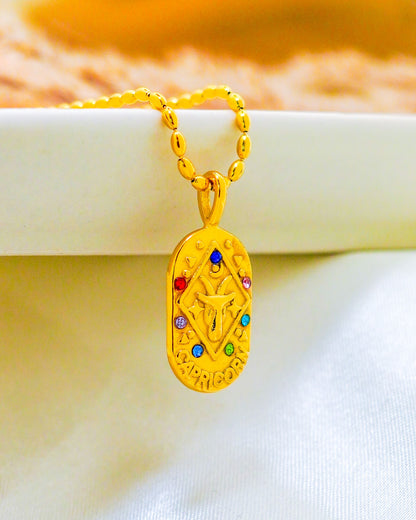 Capricorn Zodiac Pendant Necklace - 18K Gold Plated