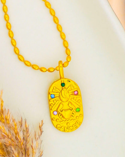 Cancer Zodiac Pendant Necklace - 18K Gold Plated