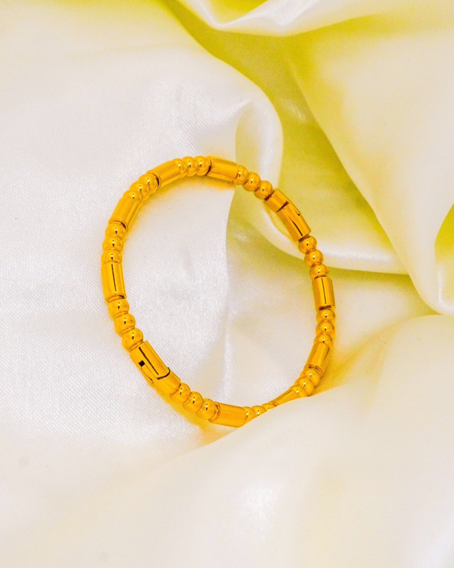 Golden Beaded Bracelet - 18K Gold Plated