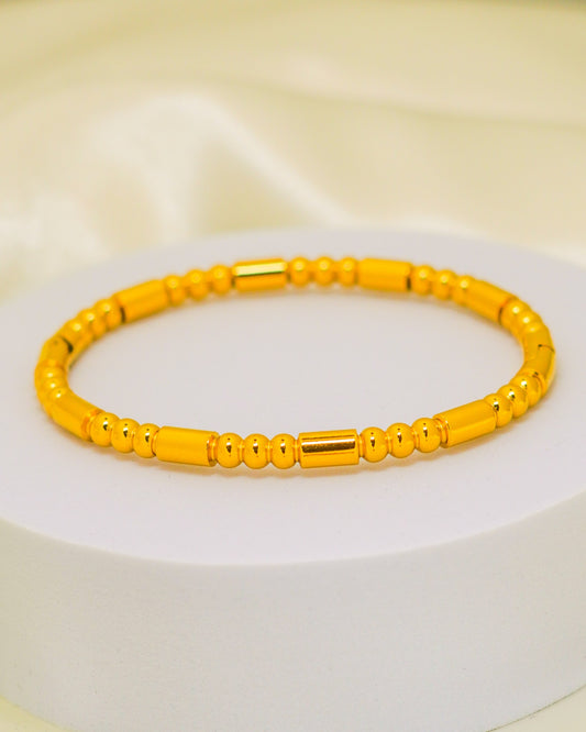 Golden Beaded Bracelet - 18K Gold Plated