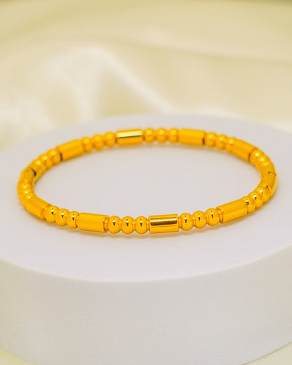Golden Beaded Bracelet - 18K Gold Plated