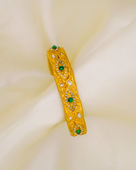Ornate Evil Eye Cuff Bracelet - 18K Gold Plated