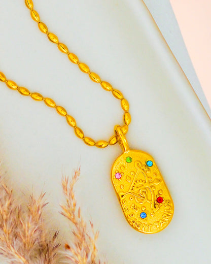 Sagittarius Zodiac Pendant Necklace - 18K Gold Plated