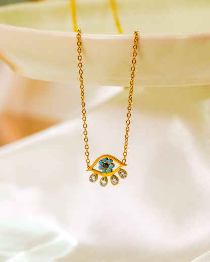Mystic Glow Evil Eye Necklace - 18K Gold Plated