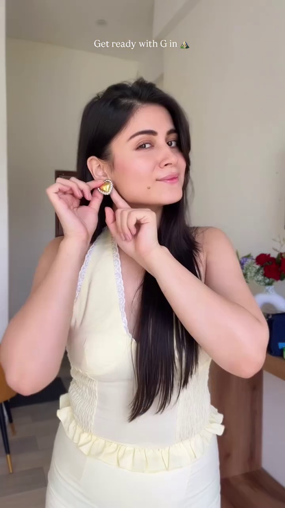 Dual Tone Heart Studs - 18K Gold Plated